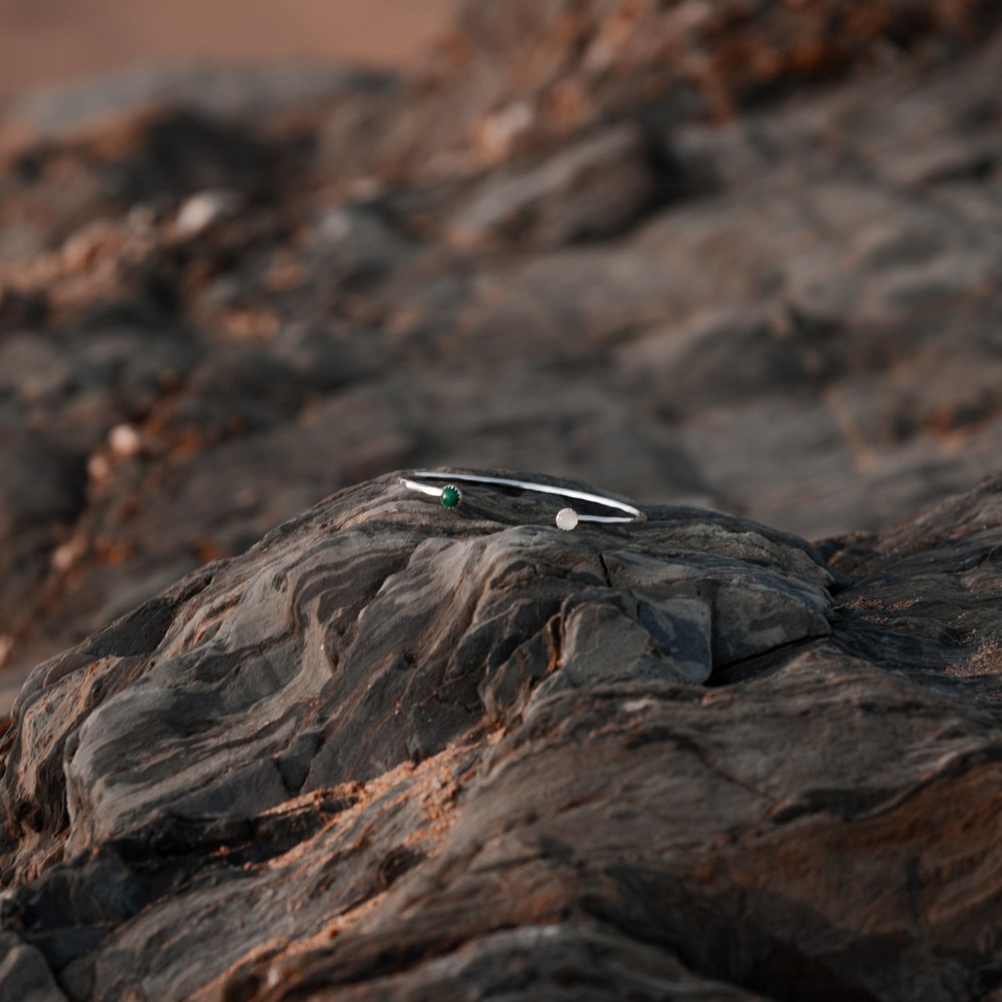 Sterling Silver Cuff with Gemstones - Silver Lines Jewellery