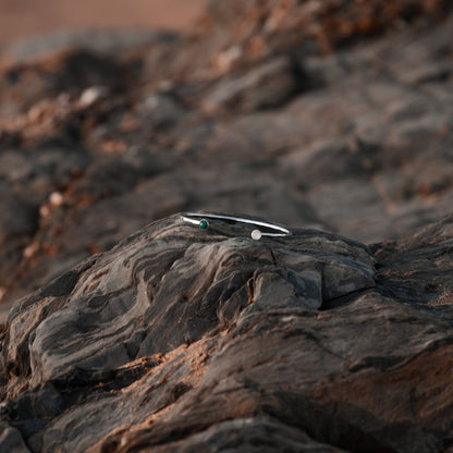 Sterling Silver Cuff with Gemstones - Silver Lines Jewellery
