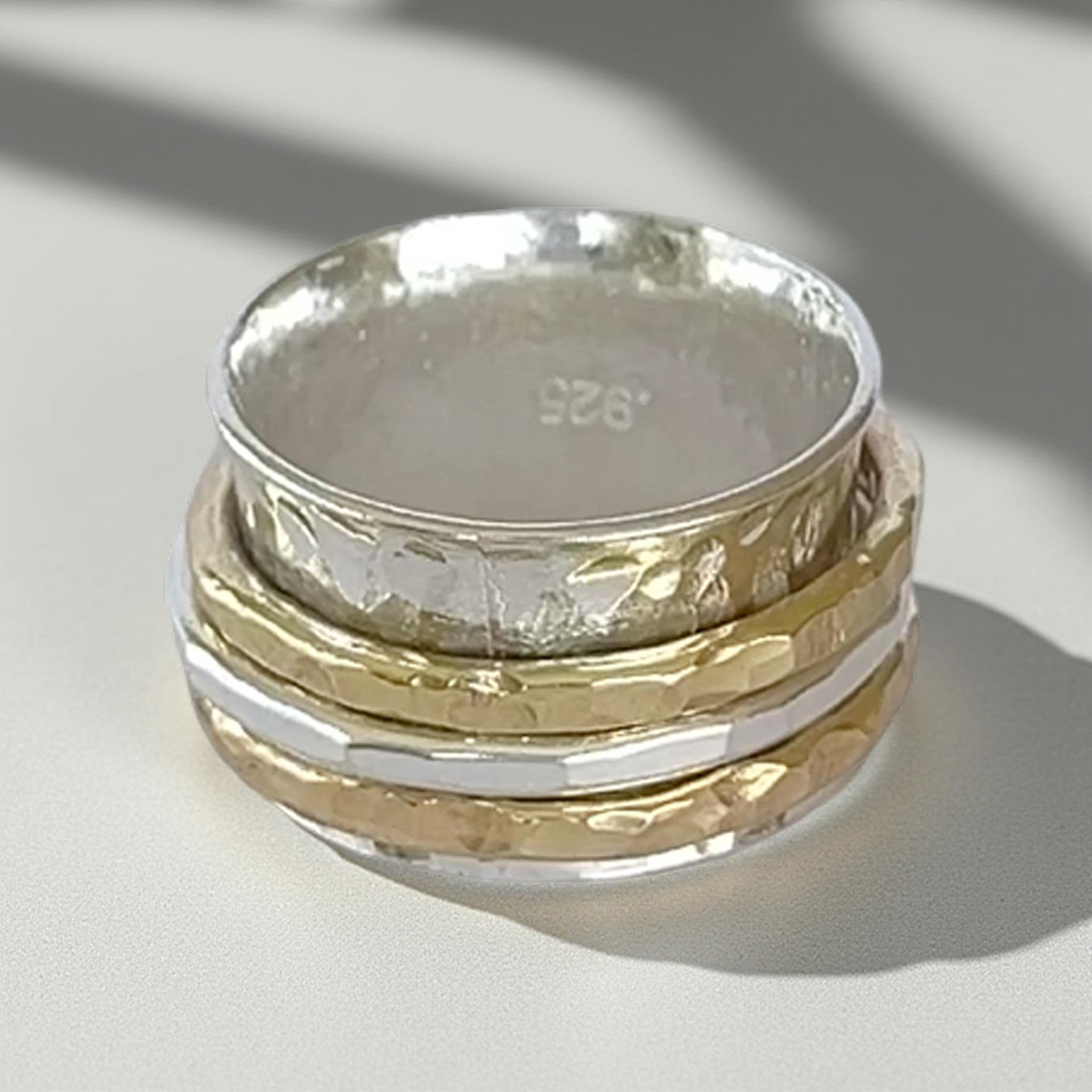Silver Spinner Ring With Gold And Silver Spinners - Silver Lines Jewellery