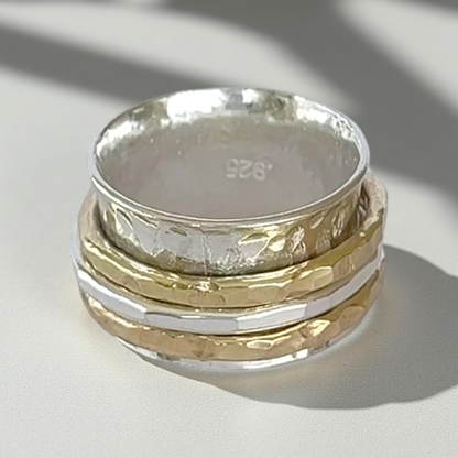 Silver Spinner Ring With Gold And Silver Spinners - Silver Lines Jewellery