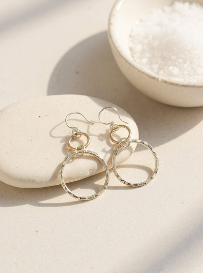 Silver And Gold hoop earrings - SilverLines Jewellery