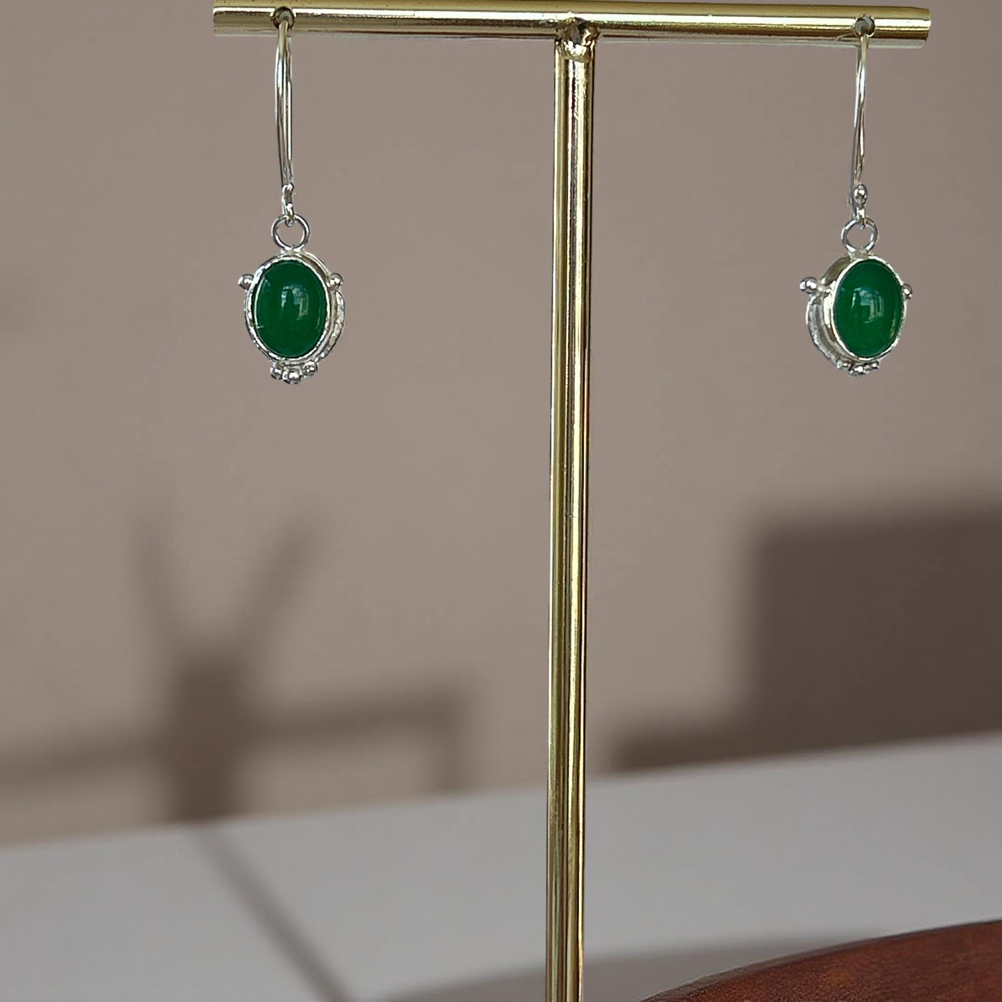 Sea Whisper Green Agate Silver Earrings