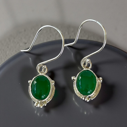 Sea Whisper Green Agate Silver Earrings