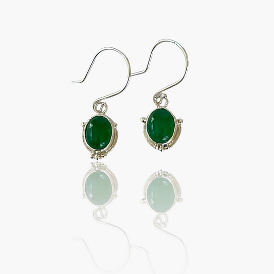 Sea Whisper Green Agate Silver Earrings