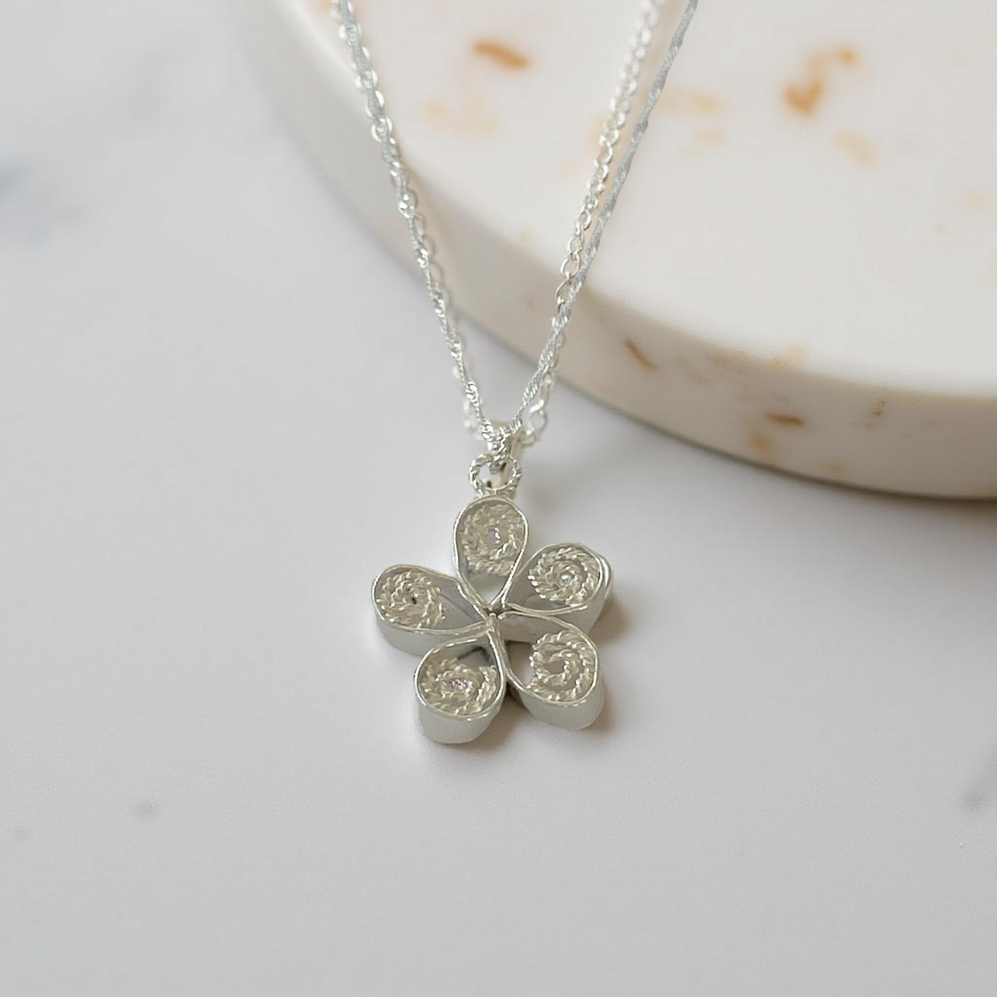 Silver Flower Filigree Necklace - Silver Lines Jewellery