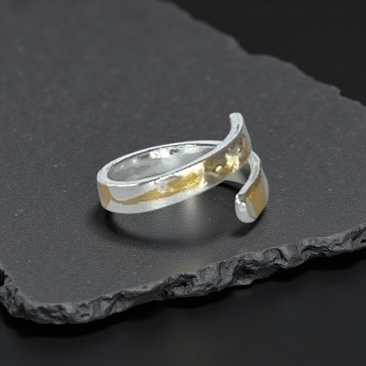 Silver And Gold Keum-boo Wrap Ring - SlverLines Jewellery
