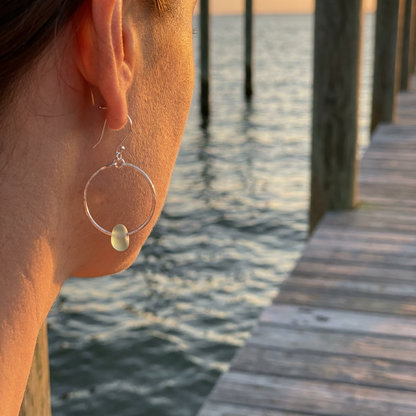Silver Sea Glass Hoop Earrings