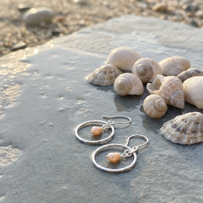 Silver Pearl  Hoop Earrings