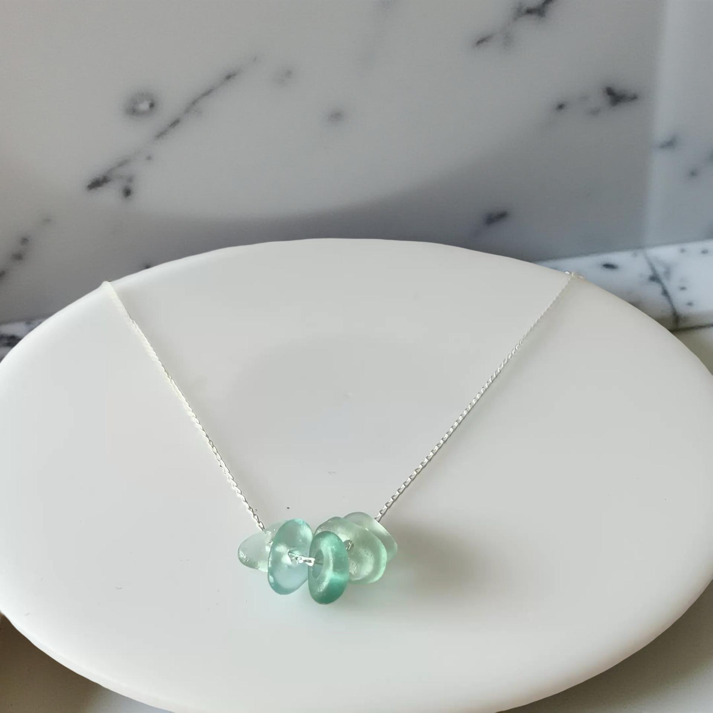 Sea Glass Droplet Necklace - SilverLines Jewellery