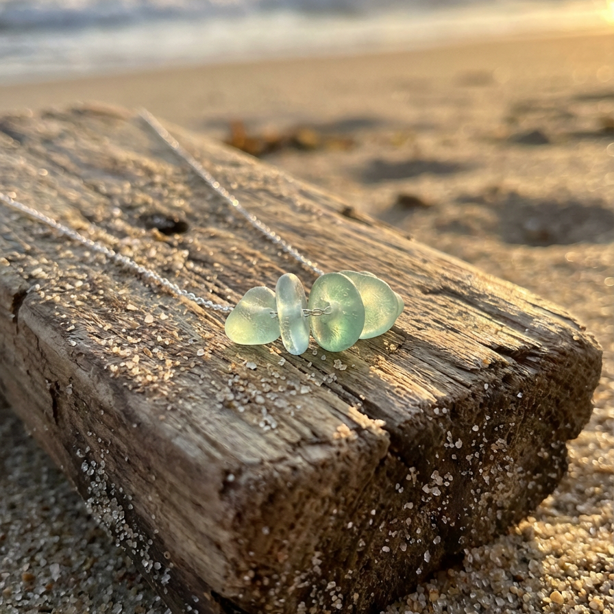 Sea Glass Droplet Necklace - SilverLines Jewellery