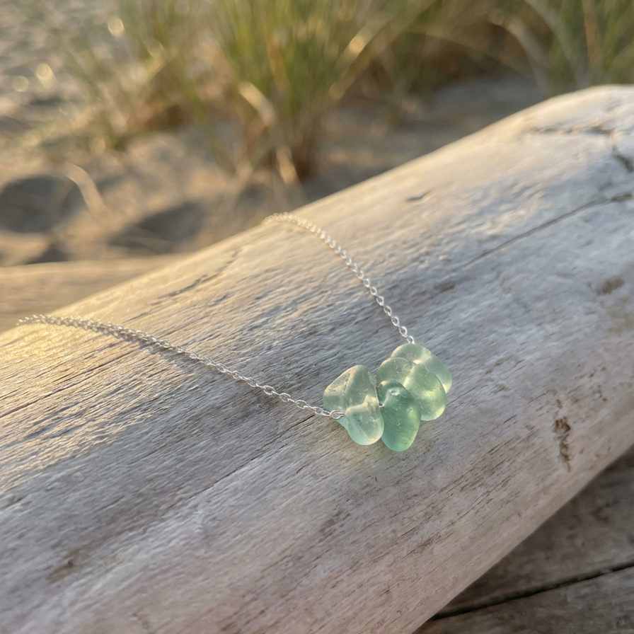 Sea Glass Droplet Necklace - SilverLines Jewellery