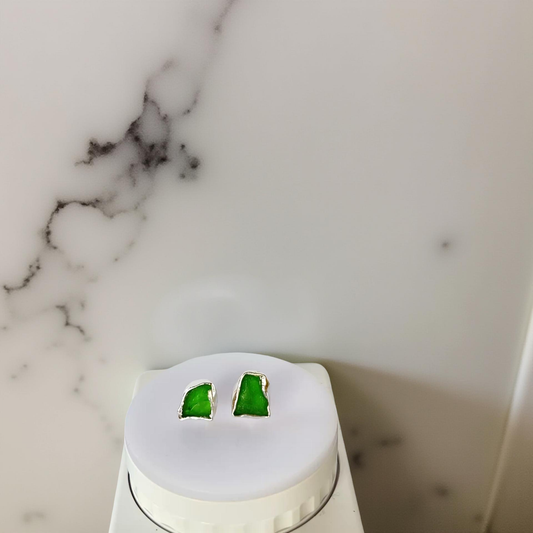 Sea glass silver studs