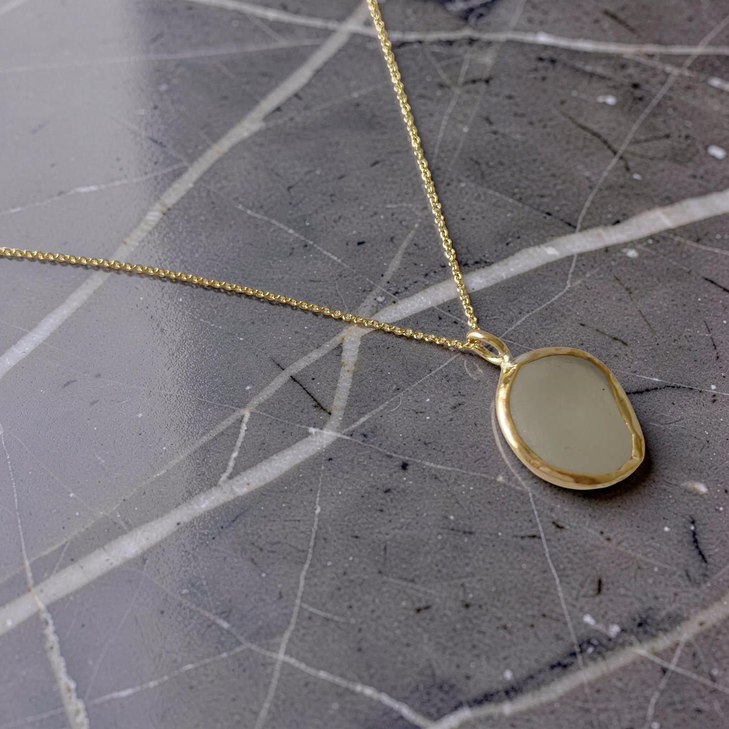 Gold Ocean Sea Glass Necklace - Silver Lines Jewellery