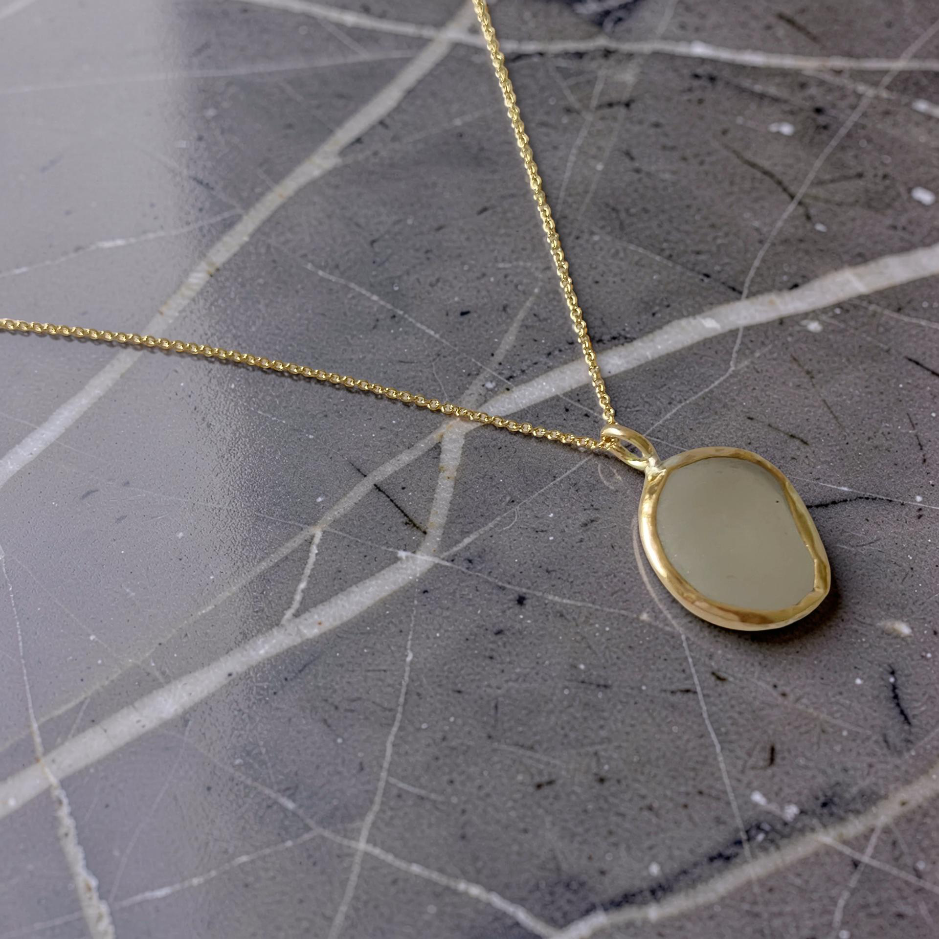 Gold Ocean Sea Glass Necklace - Silver Lines Jewellery