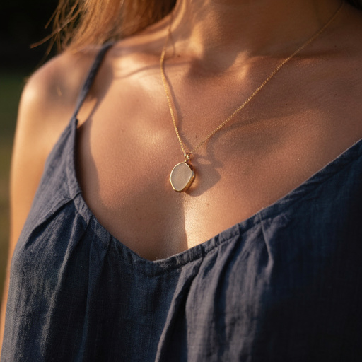 Gold Ocean Sea Glass Necklace - Silver Lines Jewellery