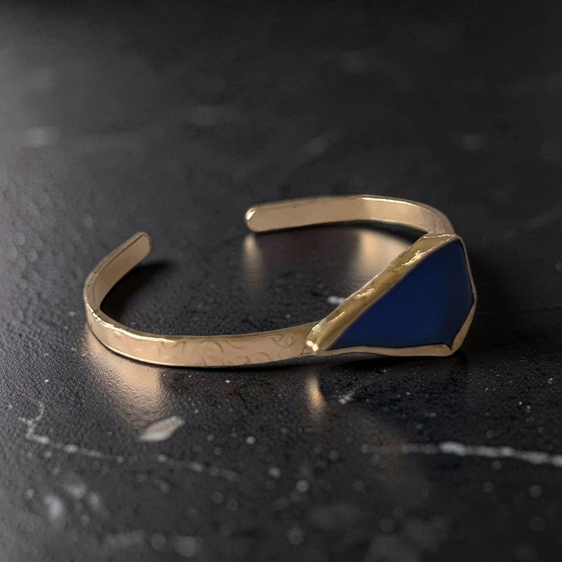 Gold Sea Glass Cuff - Silver Lines Jewellery