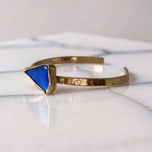 Gold Sea Glass Cuff - Silver Lines Jewellery