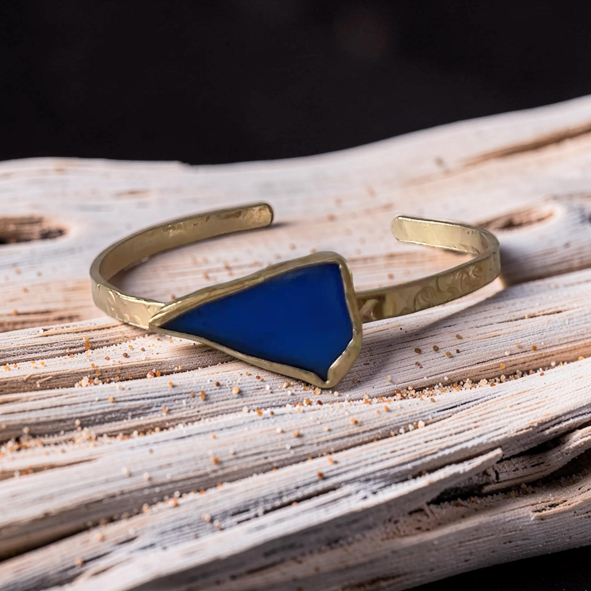 Gold Sea Glass Cuff - Silver Lines Jewellery