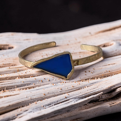 Gold Sea Glass Cuff - Silver Lines Jewellery