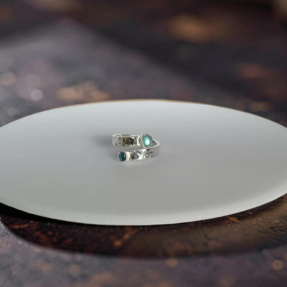 Blue Tide Sea Glass & Topaz Ring - Silver Lines Jewellery