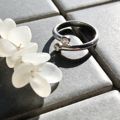 Dainty White Topaz Sterling Silver Wrap Ring - Silver Lines Jewellery
