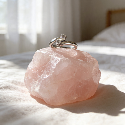 Dainty White Topaz Sterling Silver Wrap Ring - Silver Lines Jewellery