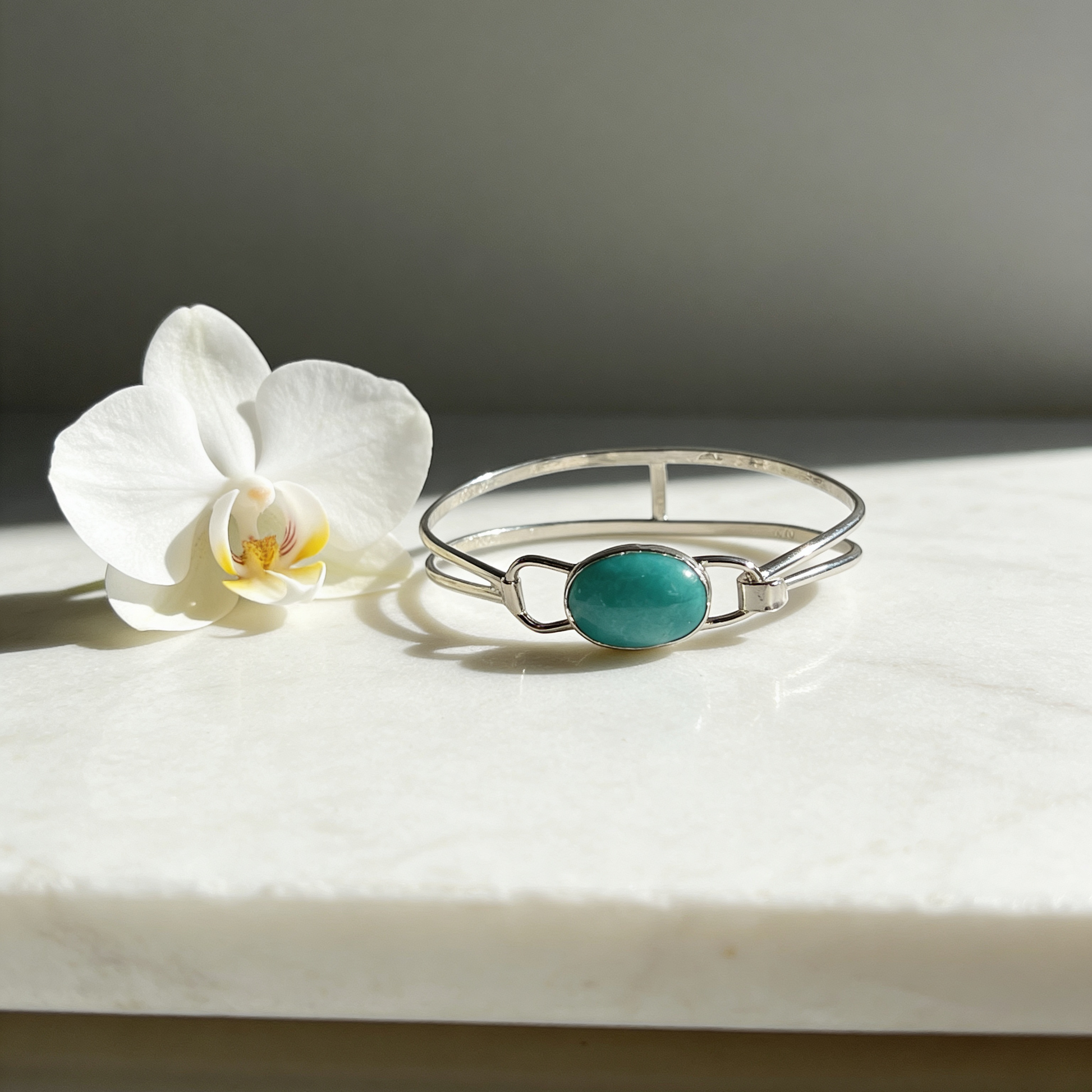 Amazonite Torque Bangle in Ethical Sterling Silver - SilverLines Jewellery
