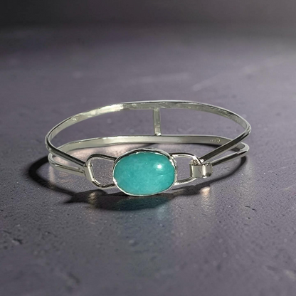 Amazonite Torque Bangle in Ethical Sterling Silver - SilverLines Jewellery