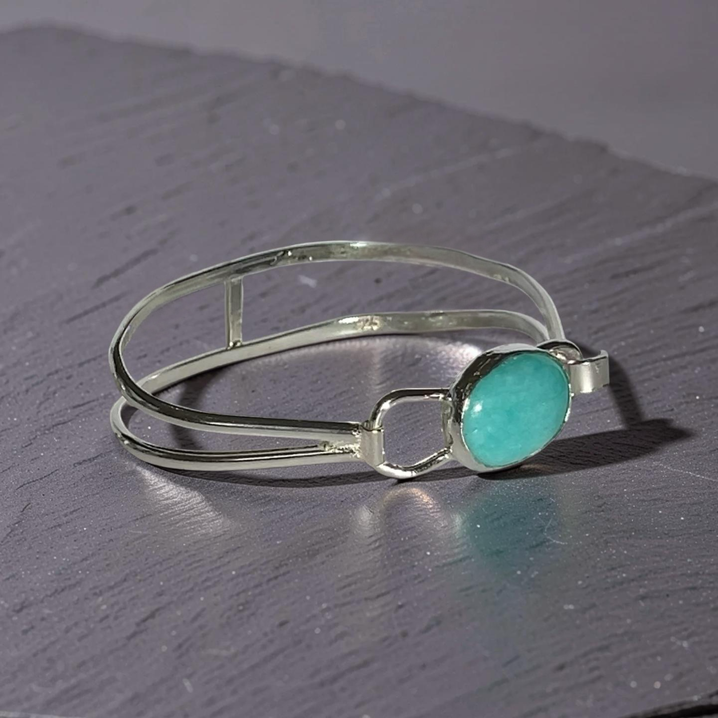 Amazonite Torque Bangle in Ethical Sterling Silver - SilverLines Jewellery