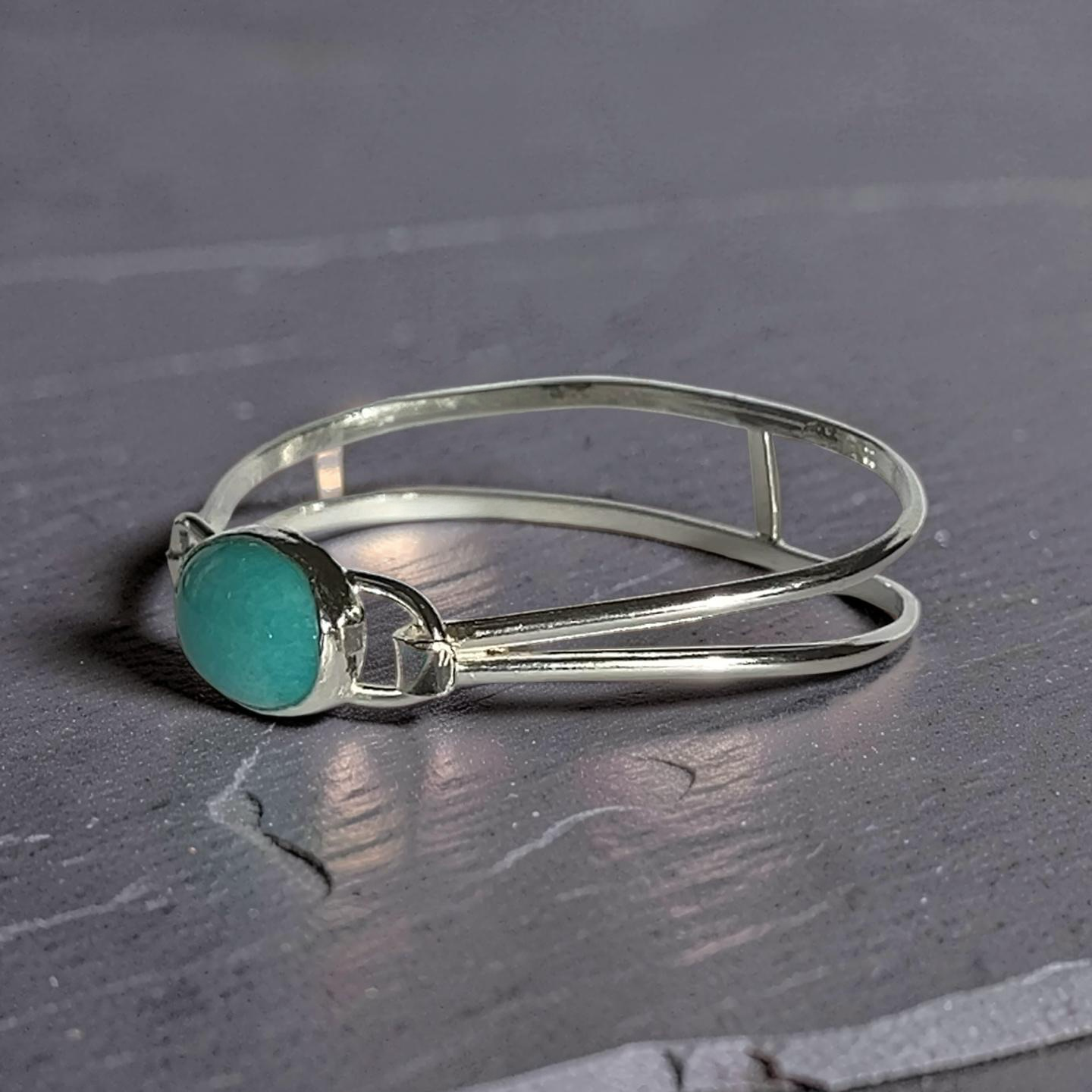 Amazonite Torque Bangle in Ethical Sterling Silver - SilverLines Jewellery