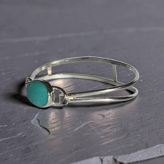 Amazonite Torque Bangle in Ethical Sterling Silver - SilverLines Jewellery