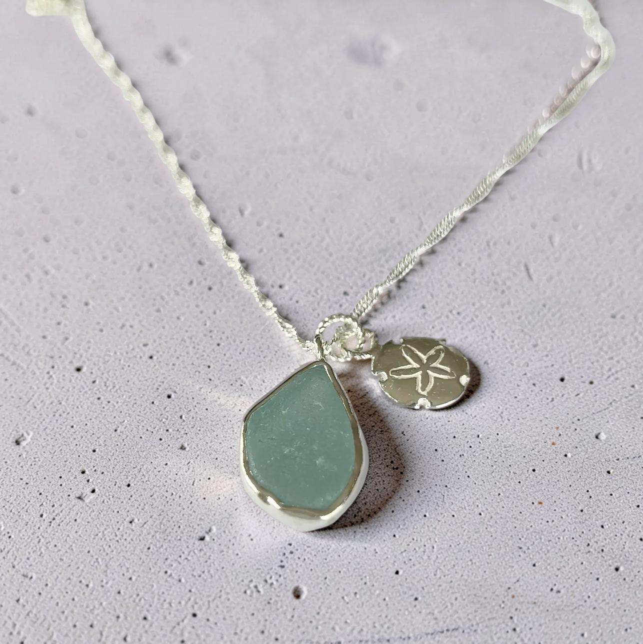 Ocean Drift Sea Glass & Sand Dollar Necklace - SilverLines Jewellery