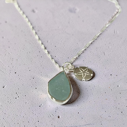 Ocean Drift Sea Glass & Sand Dollar Necklace - SilverLines Jewellery
