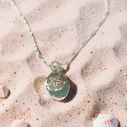 Ocean Drift Sea Glass & Sand Dollar Necklace - SilverLines Jewellery