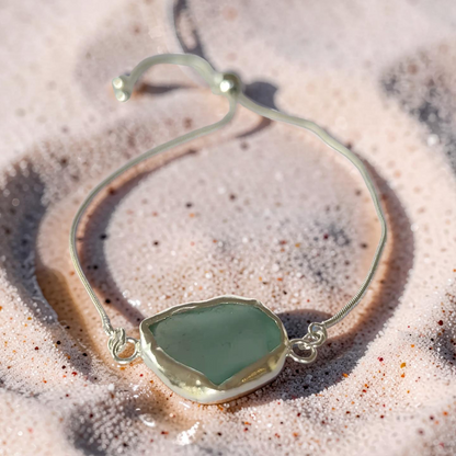 Coastal Sea Glass Adjustable Bracelet - Silver Lines Jewellery