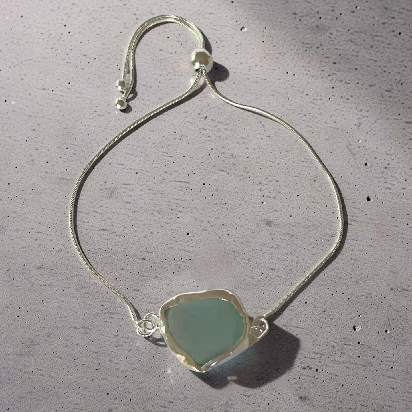 Coastal Sea Glass Adjustable Bracelet - Silver Lines Jewellery