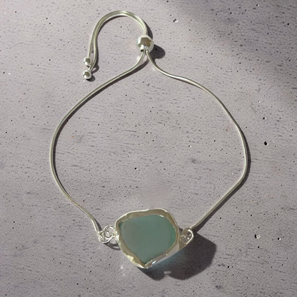 Coastal Sea Glass Adjustable Bracelet - Silver Lines Jewellery