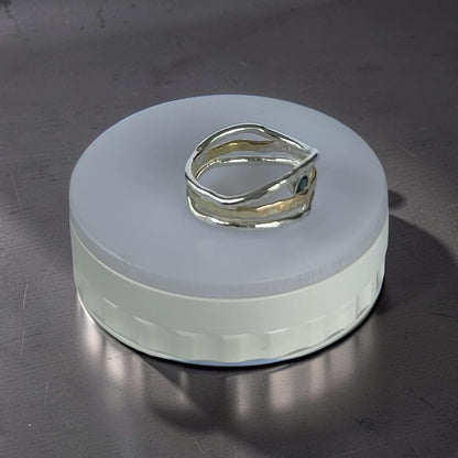 Silver & Gold Wave Ring With Topaz - Silver Lines Jewellery