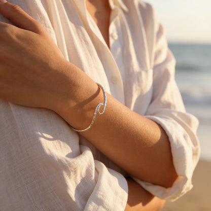 Coastal Wave Silver Bangle