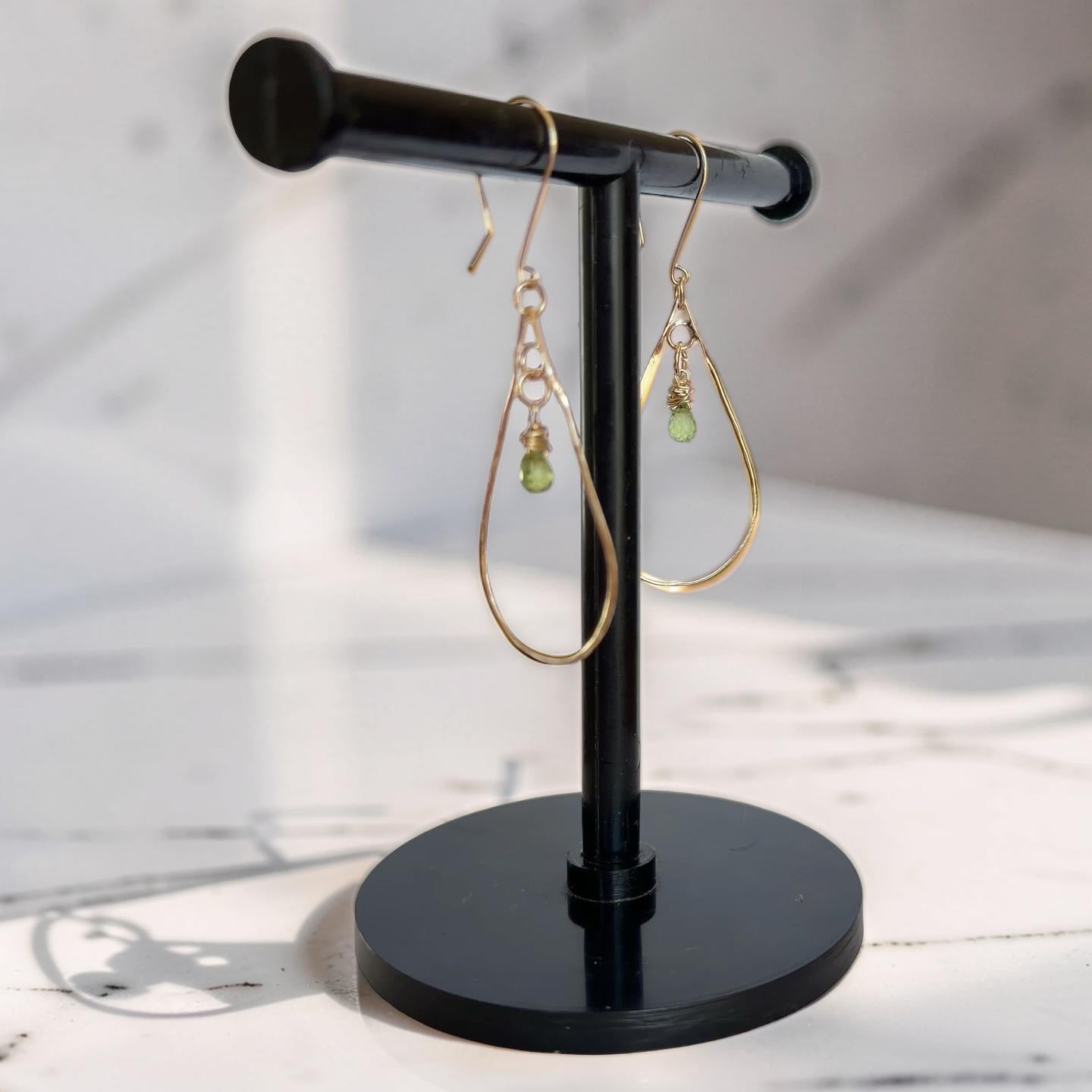 Golden Tide Peridot Teardrop Earrings - SilverLines Jewellery