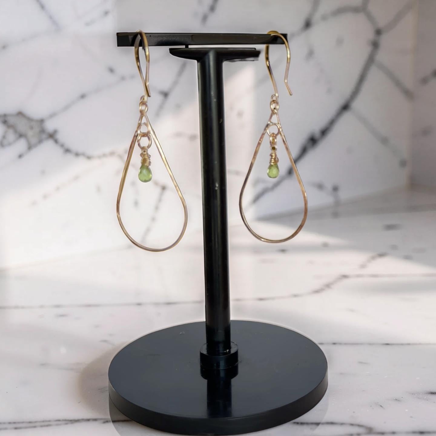Golden Tide Peridot Teardrop Earrings - SilverLines Jewellery