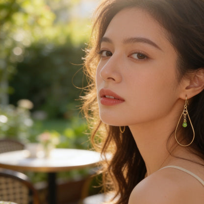 Golden Tide Peridot Teardrop Earrings - SilverLines Jewellery