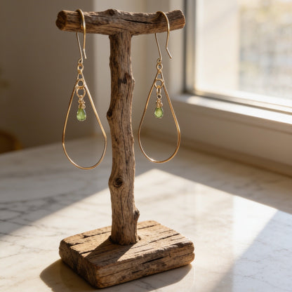 Golden Tide Peridot Teardrop Earrings - SilverLines Jewellery