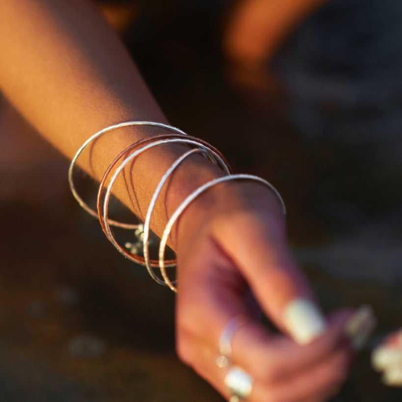 Sea Glass And Starfish Charm Bangle - Silver Lines Jewellery