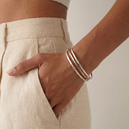 Trio Silver Copper Bangle
