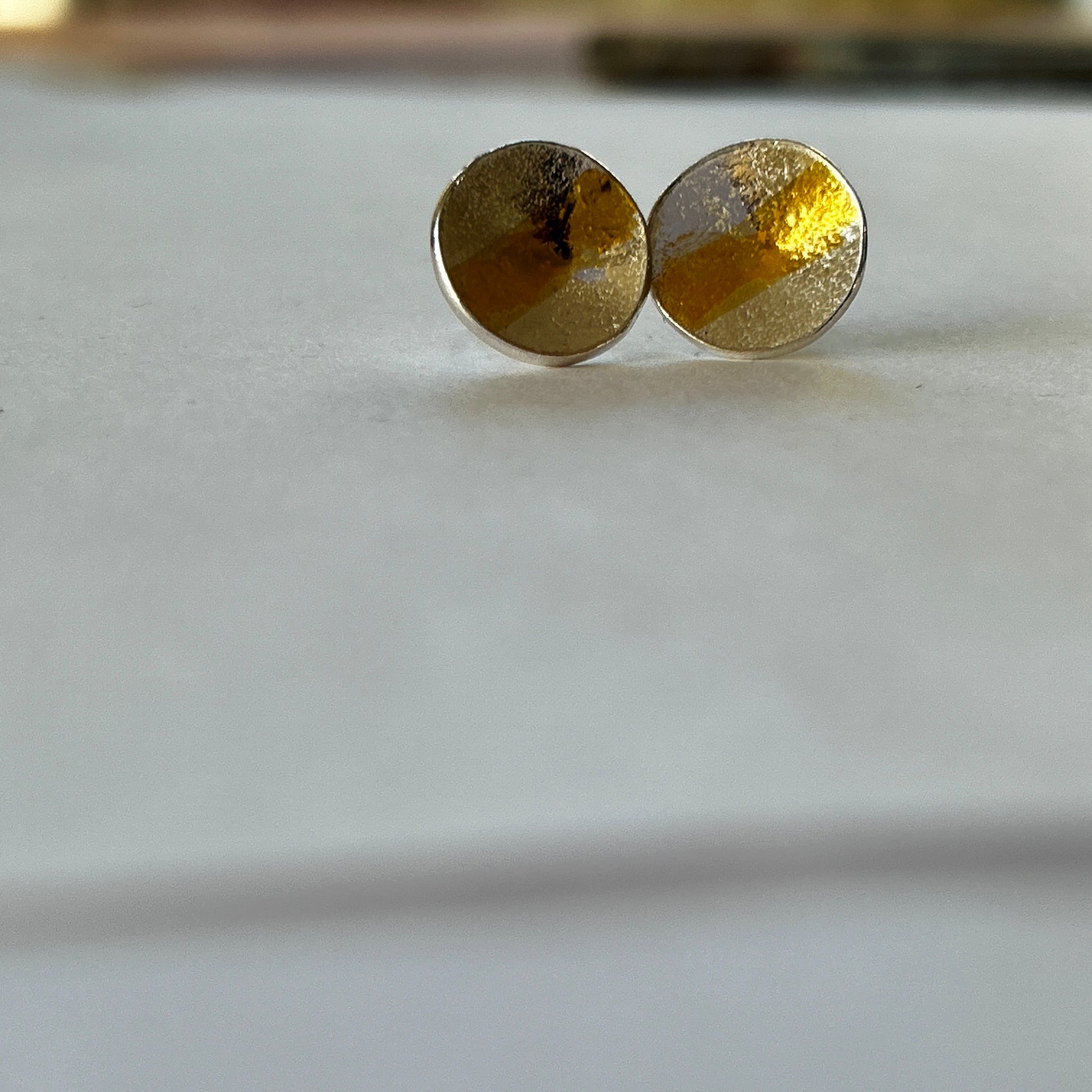 Silver and Gold Domed Studs - Silver Lines Jewellery