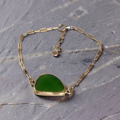 Golden Tide Sea Glass Bracelet