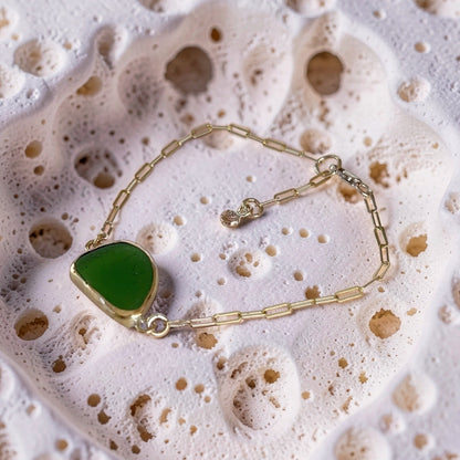 Golden Tide Sea Glass Bracelet