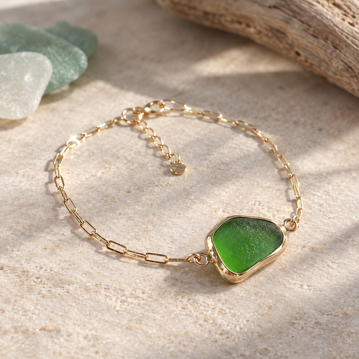 Golden Tide Sea Glass Bracelet