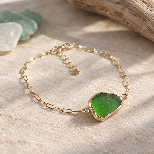 Golden Tide Sea Glass Bracelet